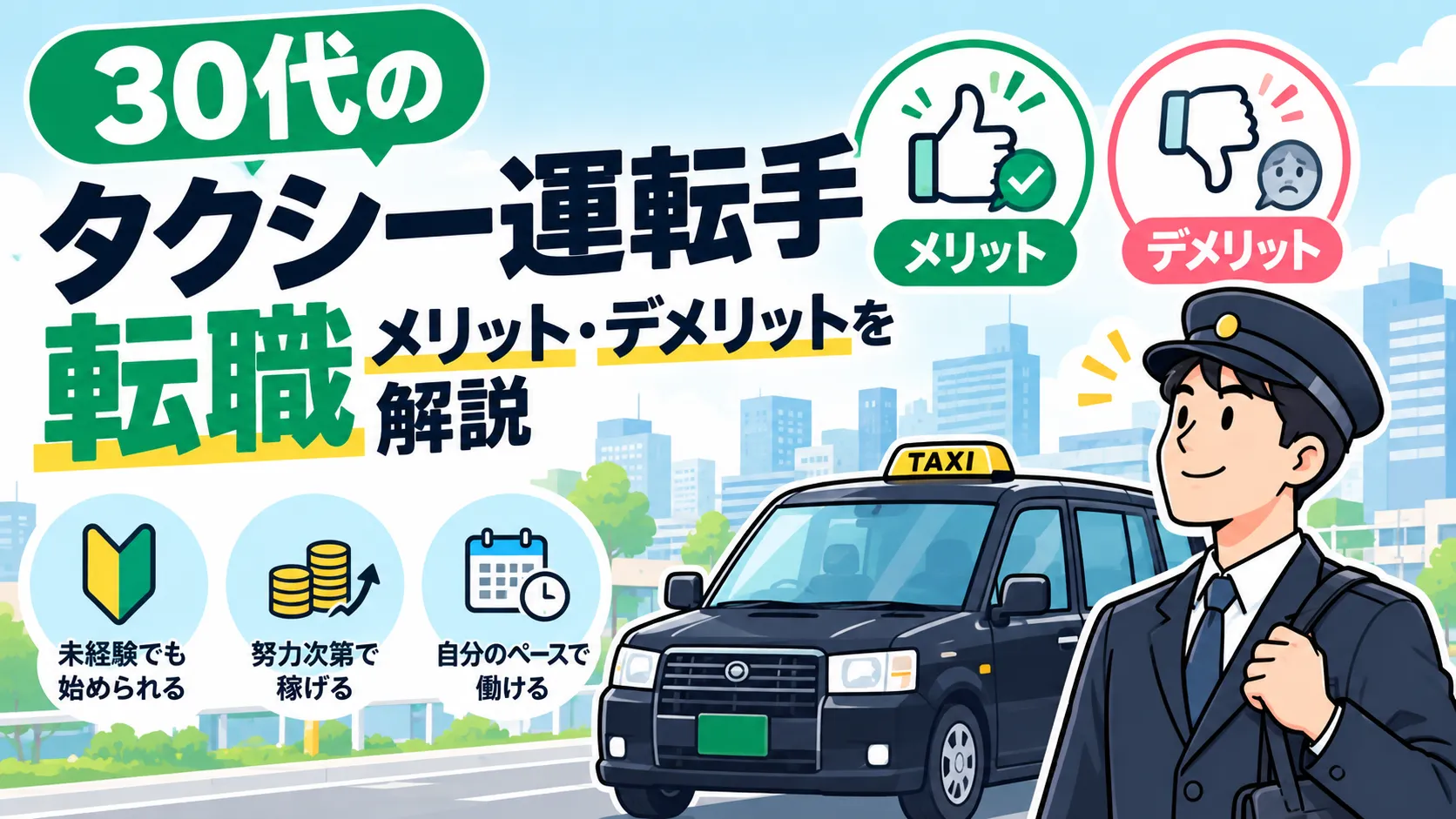 30代のタクシー運転手転職｜メリット・デメリットを解説