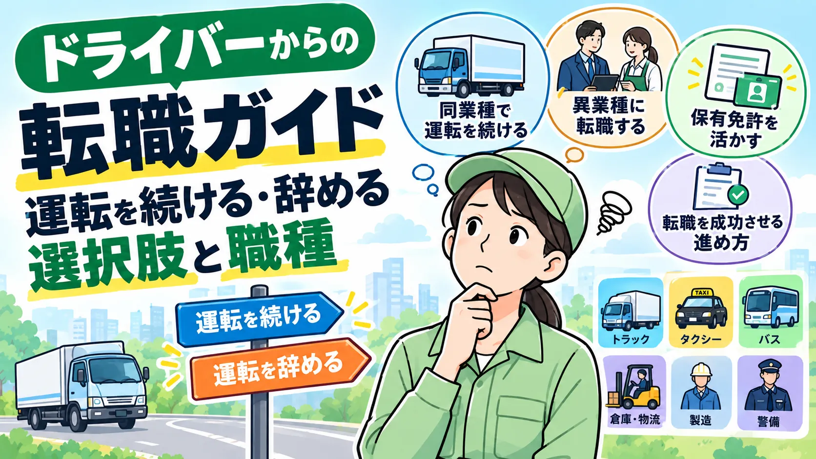ドライバーからの転職ガイド｜運転を続ける・辞める選択肢と職種