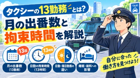 タクシーの13勤務とは？月の出番数と拘束時間を解説